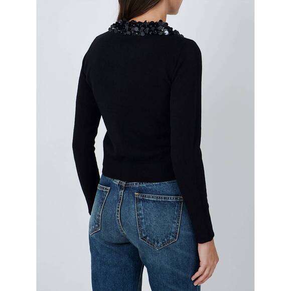 NEW ULLA JOHNSON margaux embroidered cashmere cardigan in noir